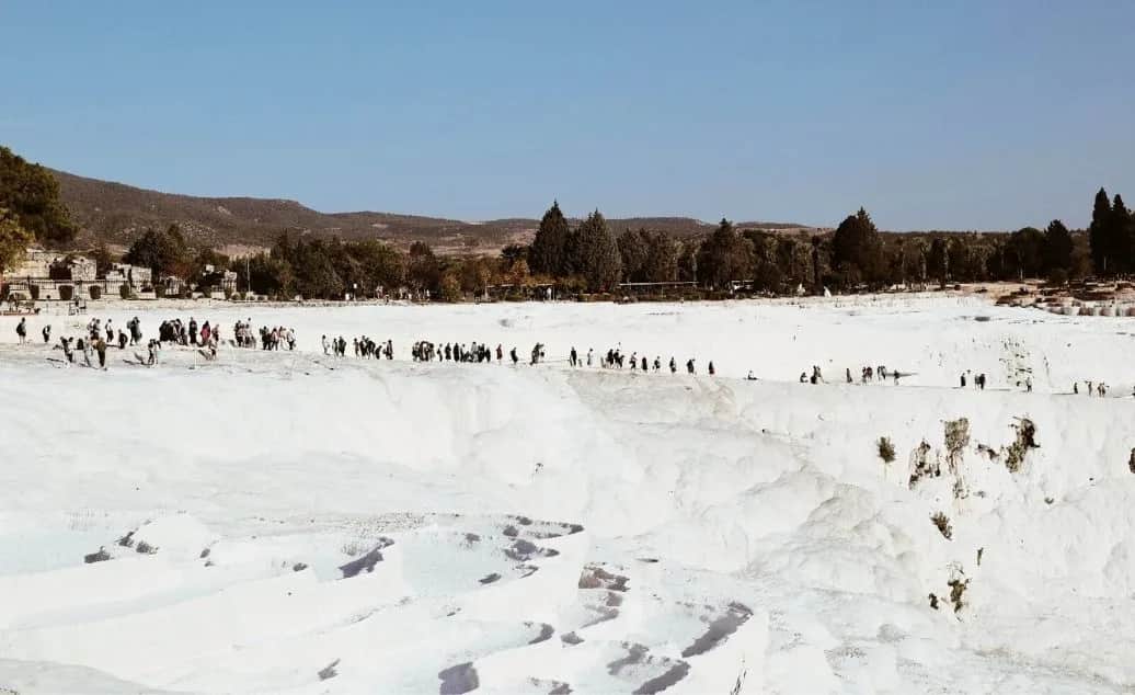 The white travertine terraces of Pamukkale