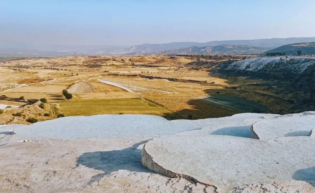 View over the valley from the Pamukkale travertines